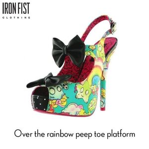 Looking for over iron fist the rainbow peep toe platforms size 10
